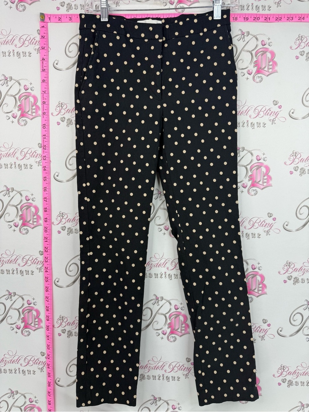 MNG pants dotted cream Black Polka Dot Straight-Leg Pants